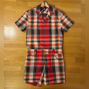 Mr Turk Plaid Short Jumpsuit